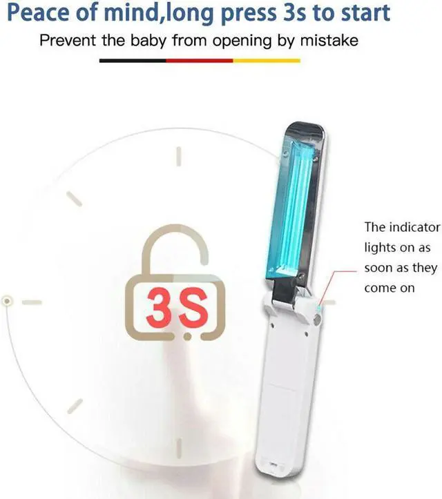 Alt view image 5 of 7 - UV Sanitizer Handheld Wand Folding Light Kill Bacteria Germ Sterilizer Portable