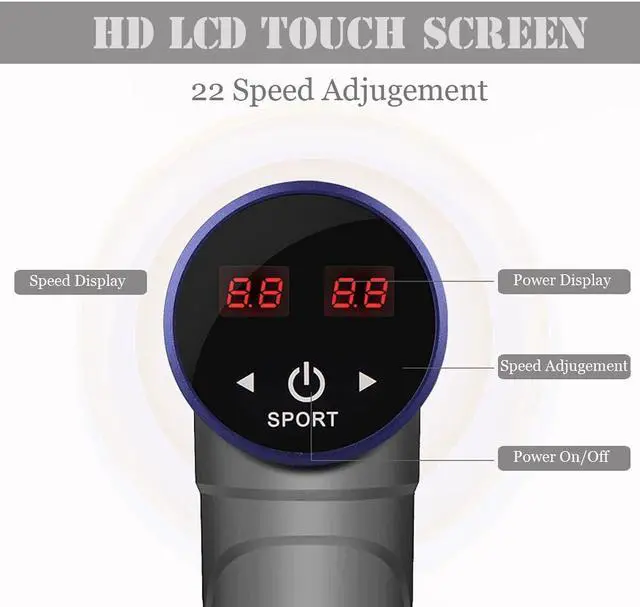 Alt view image 2 of 7 - Muscle Massage Gun Professional hand held Fascial Massager Deep Tissue Percussion 4 Heads