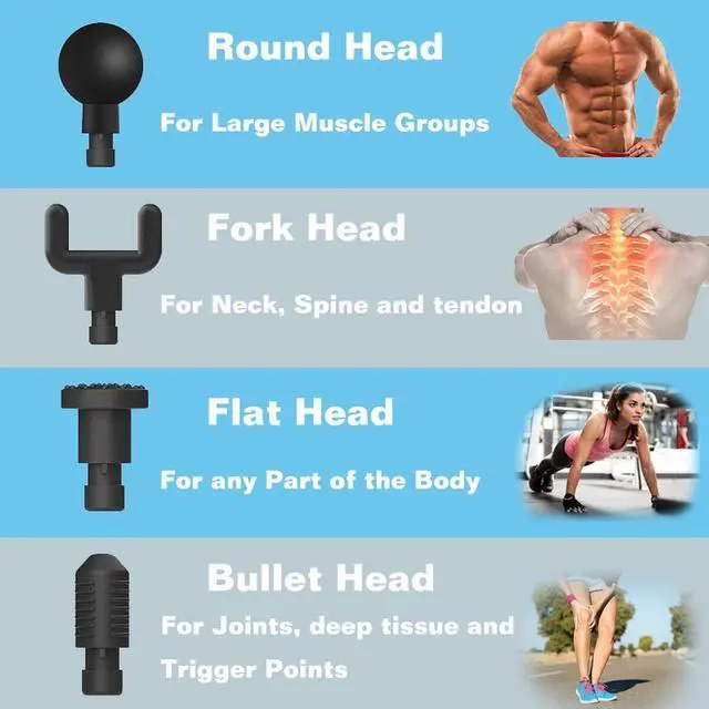 Alt view image 5 of 7 - Muscle Massage Gun Professional hand held Fascial Massager Deep Tissue Percussion 4 Heads