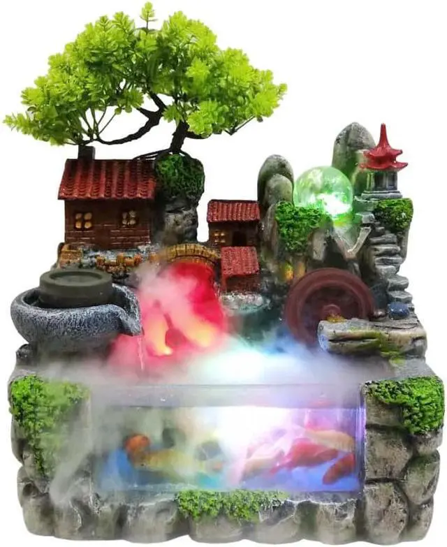 Alt view image 3 of 4 - LED Rockery Fountain Waterfall Fengshui Desktop Atomizing Humidifier Indoor Desk