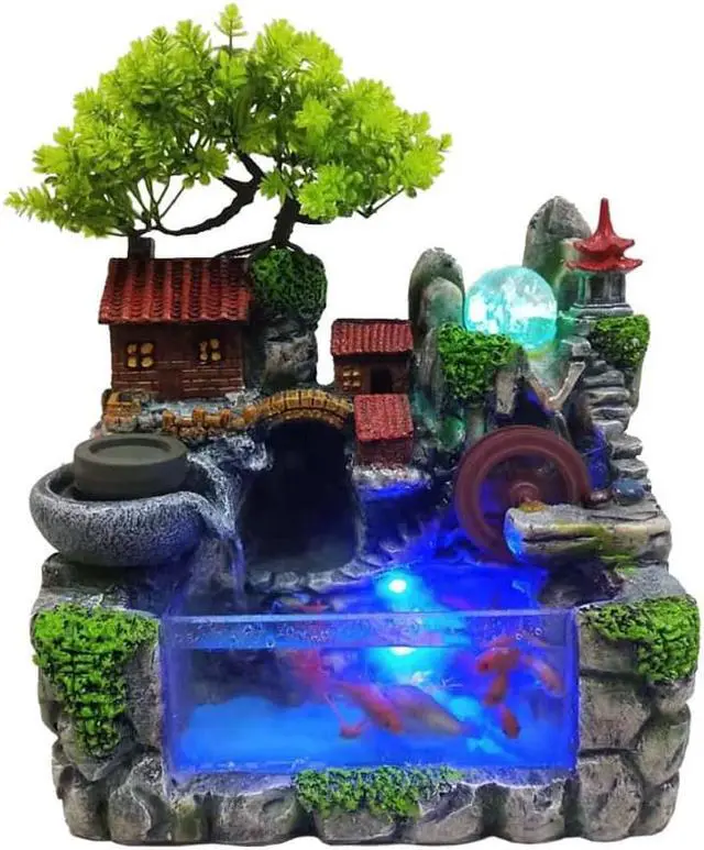Alt view image 4 of 4 - LED Rockery Fountain Waterfall Fengshui Desktop Atomizing Humidifier Indoor Desk