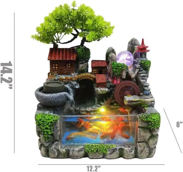 Alt view image 2 of 4 - LED Rockery Fountain Waterfall Fengshui Desktop Atomizing Humidifier Indoor Desk
