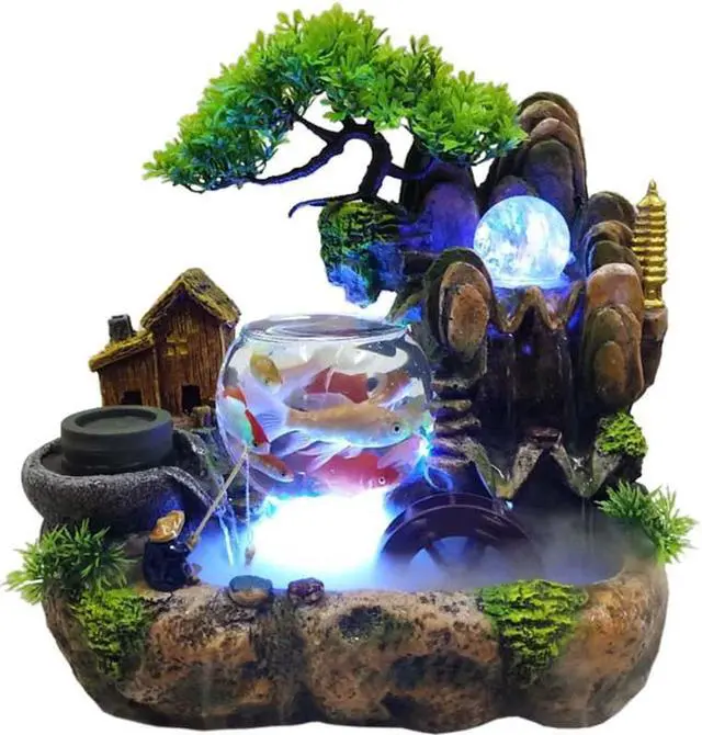 Alt view image 3 of 3 - LED MINI Rockery table Fountain Waterfall Fengshui Desktop decorate