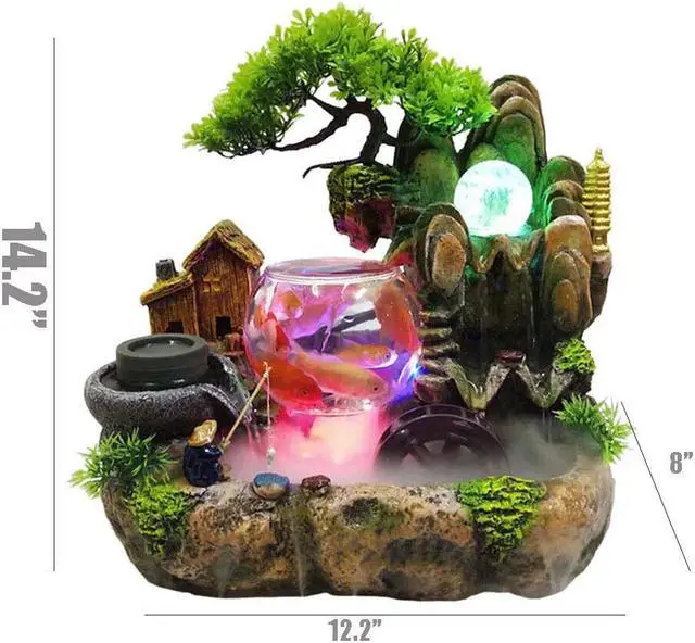 Alt view image 2 of 3 - LED MINI Rockery table Fountain Waterfall Fengshui Desktop decorate
