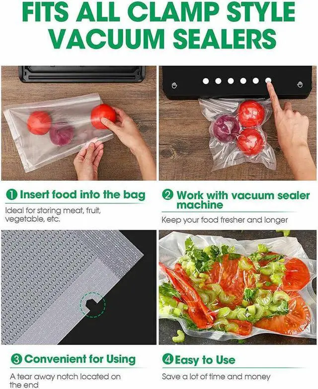 Alt view image 5 of 7 - 200 Pint 6" x 10" Food Vacuum Sealer Bags Embossed Vac And Pac Bags