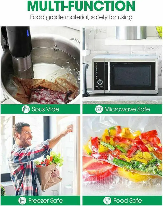 Alt view image 7 of 7 - 200 Pint 6" x 10" Food Vacuum Sealer Bags Embossed Vac And Pac Bags