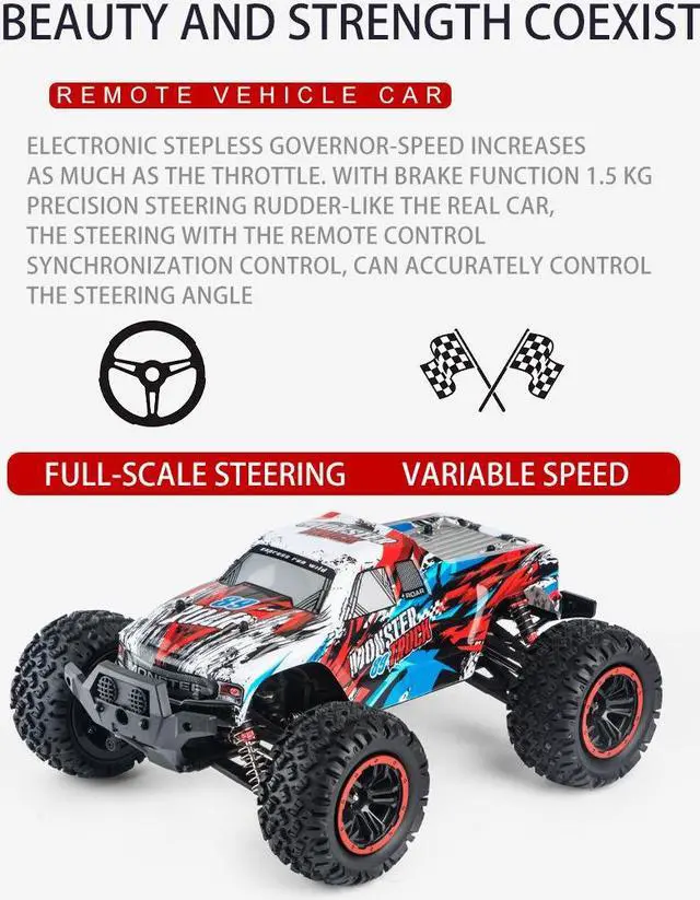 Alt view image 3 of 7 - High-Speed LARGE RC 4WD All-Terrain Vehicle: 1:12 Off-Road Sedan Racing Model 70KM/H! 44MILE/H
