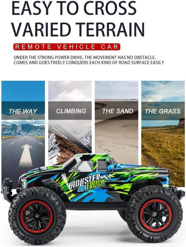 Alt view image 2 of 7 - High-Speed LARGE RC 4WD All-Terrain Vehicle: 1:12 Off-Road Sedan Racing Model 70KM/H! Green 44MILE/H