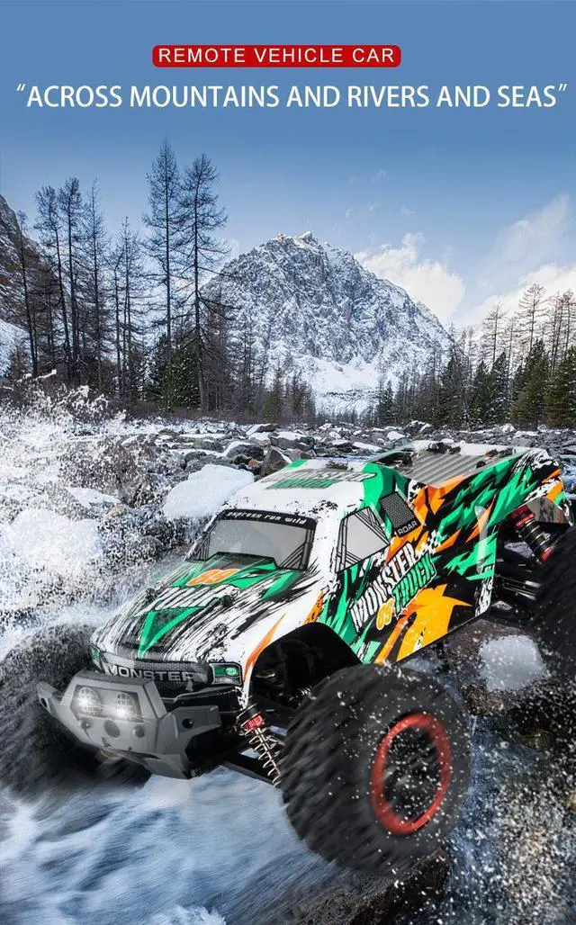 Alt view image 5 of 7 - High-Speed LARGE RC 4WD All-Terrain Vehicle: 1:12 Off-Road Sedan Racing Model 70KM/H! Green 44MILE/H