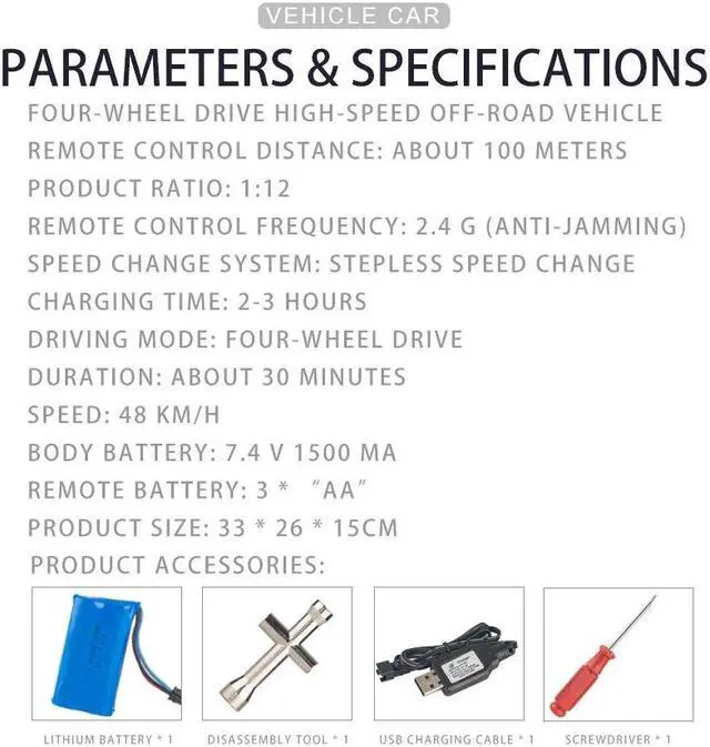 Alt view image 7 of 7 - High-Speed LARGE RC 4WD All-Terrain Vehicle: 1:12 Off-Road Sedan Racing Model 70KM/H! Green 44MILE/H