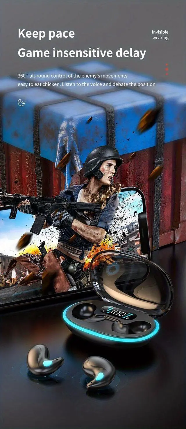 Alt view image 6 of 7 - X57 Invisible Sleep Wireless Earphone Waterproof Earbuds bluetooth 5.3 feather White