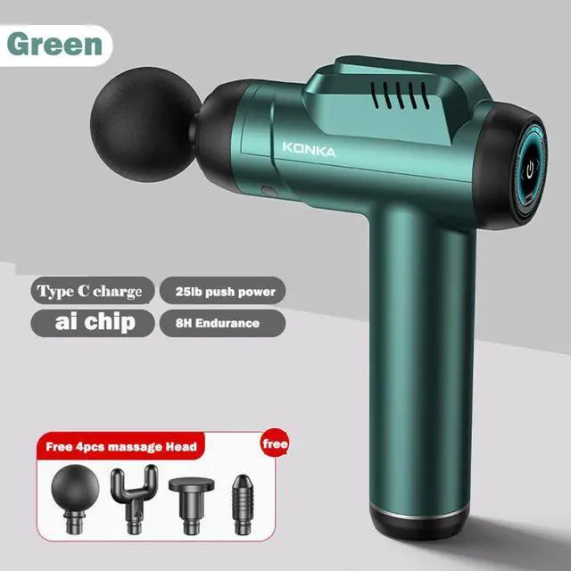 Main image of super light 6speeds Massage Gun Percussion Massager Deep Tissue Muscle Relax 8H power good for travel Green