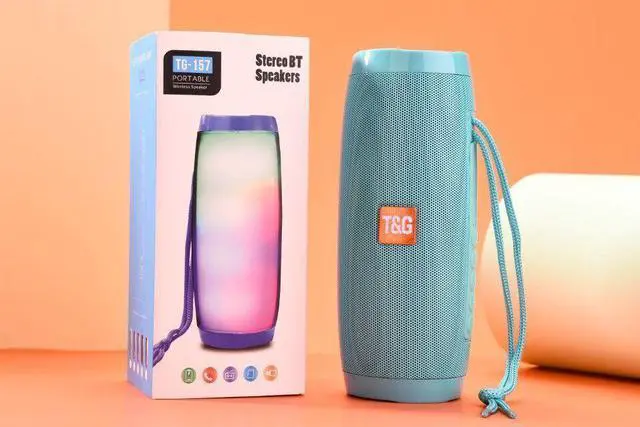 Alt view image 3 of 5 - Bluetooth Speaker Wireless Waterproof Stereo Bass USB/TF/FM Radio coloful light Green