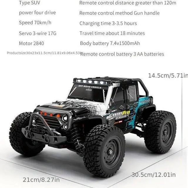 Alt view image 4 of 5 - LDLC 70KM/H FWD RC Car 1:16 High-speed SUV style Brushless Version Desert Off-road Climbing Car