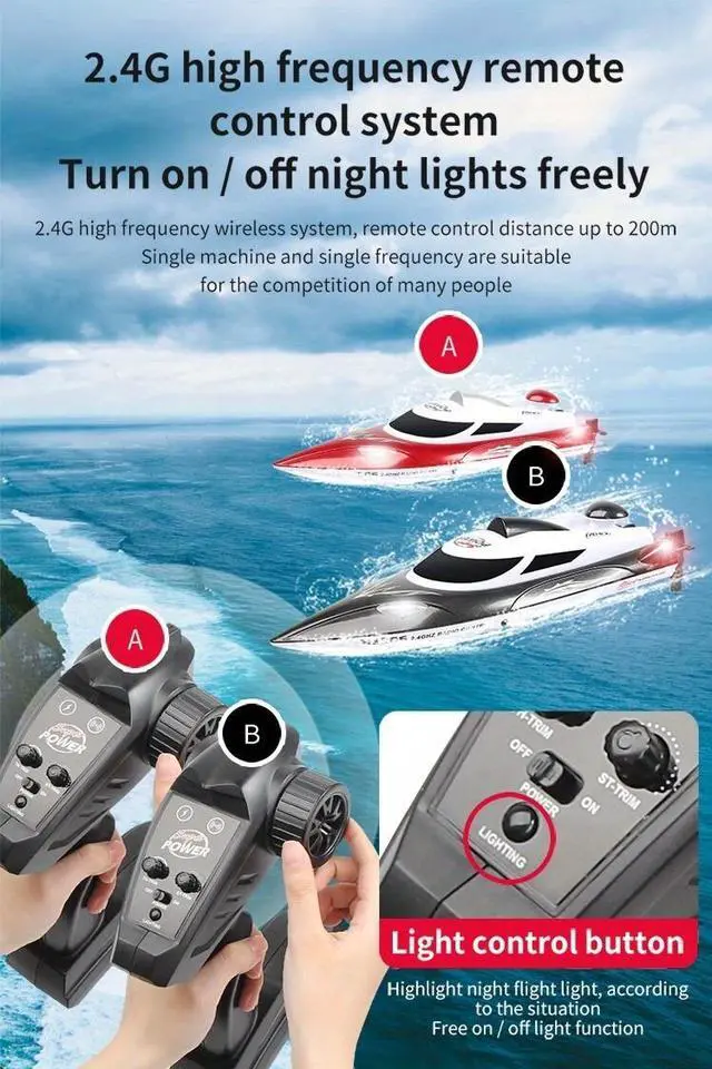 Alt view image 5 of 7 - LDLC RC High Speed 35km/h Racing Boat, Sealed Waterproof,Huge size ship Automatic flip Unsinkable green