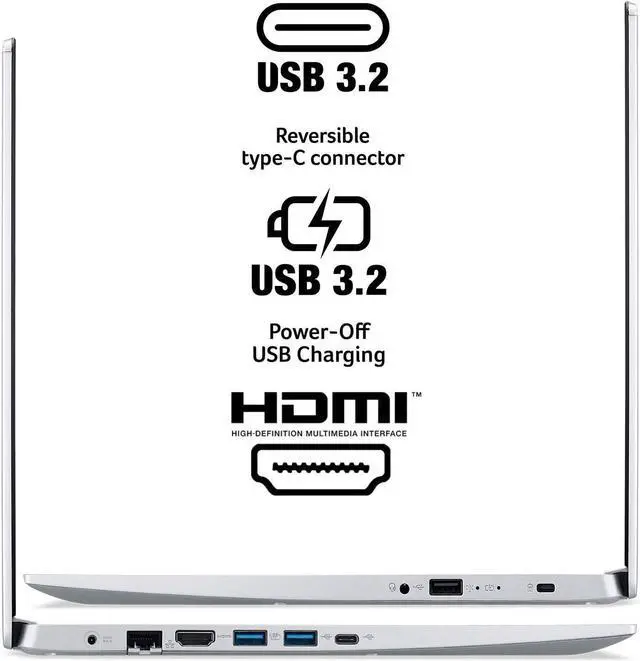 Alt view image 2 of 7 - Acer Aspire 5 15 Slim Laptop, 15.6" Full HD (1920 x 1080), AMD Ryzen 5 5500U 6 Core Processor, AMD Radeon Graphics, 16GB DDR4  1TB PCIe SSD, Backlit KB, Windows 11 Pro