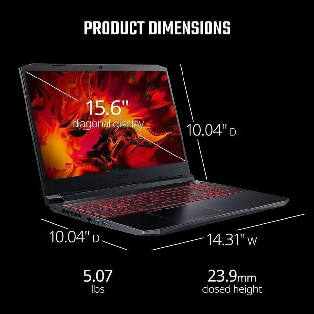 Alt view image 5 of 7 - Acer Nitro 5 Gaming Laptop, 15.6" FHD 144Hz, Intel Core i5-10300H 4-core Processor, NVIDIA GeForce RTX 3050 4GB GDDR6, 32GB DDR4  1TB PCIe SSD, Bluetooth 5.1 Backlit Keyboard, Windows 11 Pro