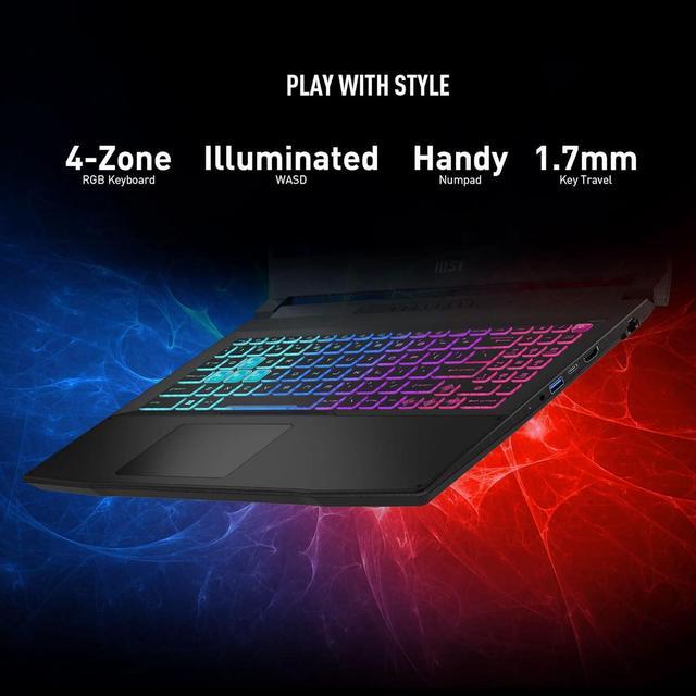 Alt view image 6 of 6 - MSI Katana 15 Gaming Laptop, 15.6" Full HD 144Hz Display, Intel Core i7-13620H 10 Core, NVIDIA GeForce RTX 4070, 32GB DDR5  2TB PCIe SSD, Backlit Keyboard, Cooler Boost 5, Windows 11 Pro