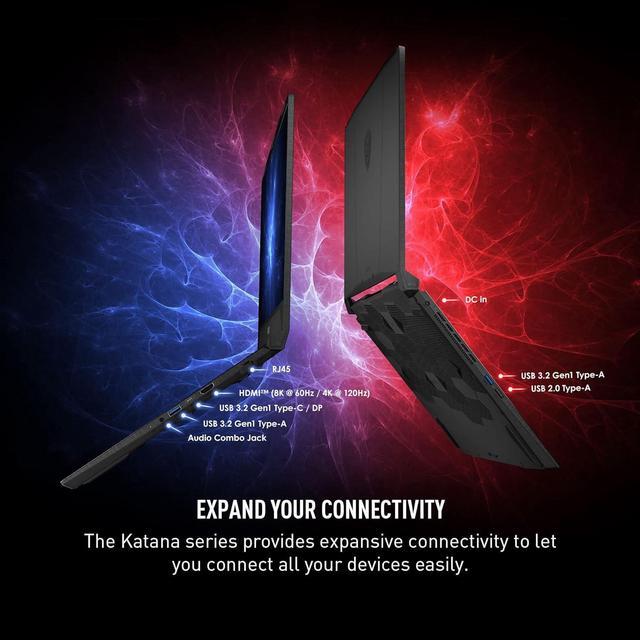 Alt view image 4 of 6 - MSI Katana 15 Gaming Laptop, 15.6" Full HD 144Hz Display, Intel Core i7-13620H 10 Core, NVIDIA GeForce RTX 4070, 32GB DDR5  2TB PCIe SSD, Backlit Keyboard, Cooler Boost 5, Windows 11 Pro
