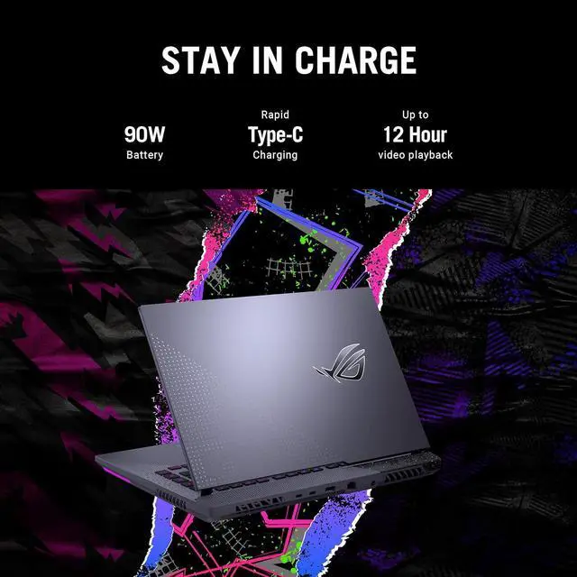 Alt view image 6 of 6 - ASUS ROG Strix G15 Gaming Laptop, 15.6" 300Hz IPS FHD Display, AMD Ryzen 7 6800H 8-core Processor, NVIDIA GeForce RTX 3060 6GB GDDR6, 64GB DDR5  1TB PCIe SSD, Wi-Fi 6E, Bluetooth 5.2, Windows 11 Pro