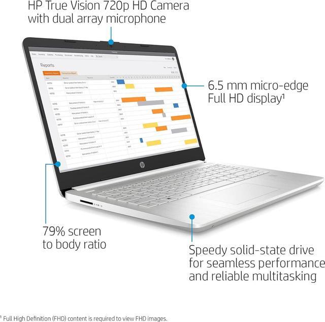 Alt view image 3 of 7 - HP 14 Laptop, 14" Full HD Display, Intel Core i3-1115G4 Dual-Core Processor, Intel UHD Graphics, 20GB DDR4  512GB PCIe SSD, Webcam, WiFi, Bluetooth, Windows 10