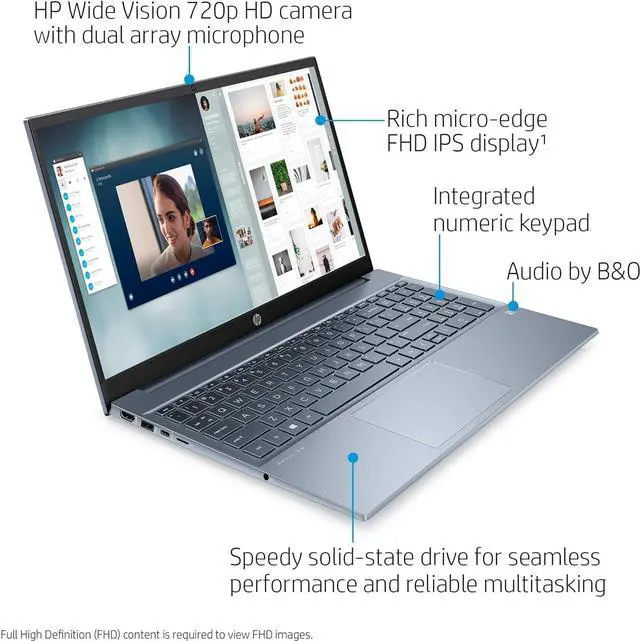Alt view image 2 of 6 - HP Pavilion 15 Laptop, 15.6" FHD (1920 x 1080) Display, AMD Ryzen 5 4500U 6 cores Processor, AMD Radeon Graphics, 8GB DDR4  512GB PCIe SSD, Bluetooth, Fullsize Keyboard, Windows 10