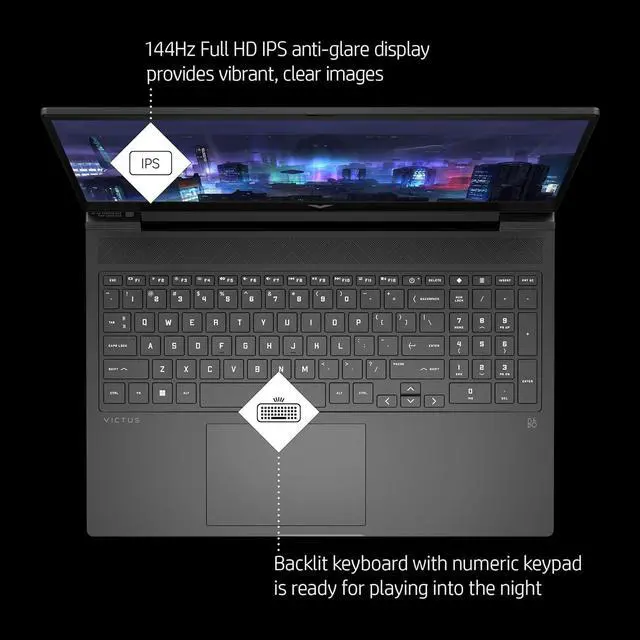 Alt view image 4 of 7 - HP Victus 16 Laptop, 16.1" FHD 144Hz Display, Intel Core i7-13700HX 16-cores Processor, NVIDIA GeForce RTX 4060 (8GB GDDR6), 16GB DDR5  2TB PCIe SSD, Wi-Fi 6, Backlit KB, HDMI, Windows 11