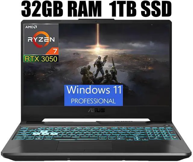 Main image of ASUS TUF A15 Gaming Laptop, 15.6" Full HD 144Hz Display, AMD Ryzen 7 7435HS 8 cores Processor, NVIDIA GeForce RTX 3050 4GB GDDR6, RGB Backlit KB, Wi-Fi 6, 32GB DDR5  1TB PCIe SSD, Windows 11 Pro