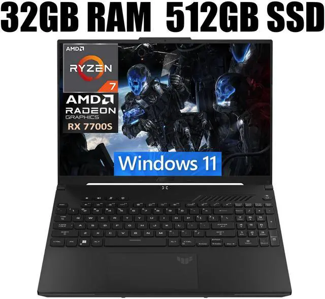 Main image of ASUS TUF A16 Gaming Laptop, 16" FHD+ 165Hz Display, AMD Octa-core Ryzen 7 7735HS Processor, AMD Radeon RX 7700S 8GB Graphic, Backlit Keyboard, 720p Webcam, 32GB DDR5  512GB PCIe SSD, Windows 11