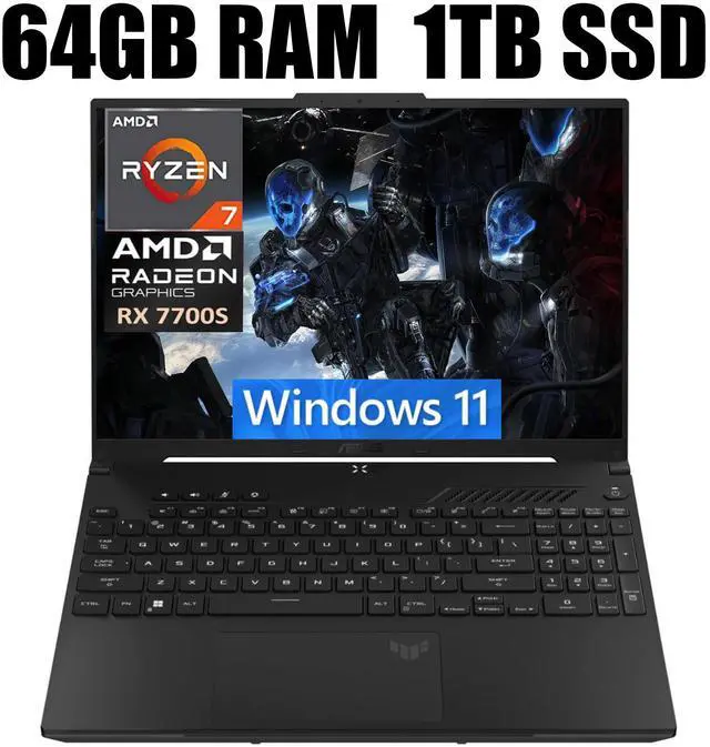 Main image of ASUS TUF A16 Gaming Laptop, 16" FHD+ 165Hz Display, AMD Octa-core Ryzen 7 7735HS Processor, AMD Radeon RX 7700S 8GB Graphic, Backlit Keyboard, 720p Webcam, 64GB DDR5  1TB PCIe SSD, Windows 11