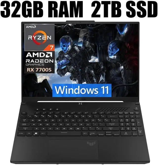 Main image of ASUS TUF A16 Gaming Laptop, 16" FHD+ 165Hz Display, AMD Octa-core Ryzen 7 7735HS Processor, AMD Radeon RX 7700S 8GB Graphic, Backlit Keyboard, 720p Webcam, 32GB DDR5  2TB PCIe SSD, Windows 11