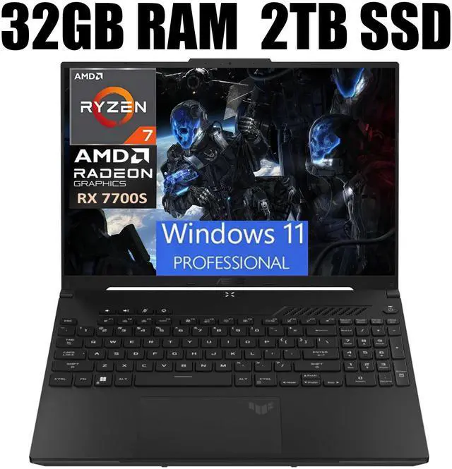 Main image of ASUS TUF A16 Gaming Laptop, 16" FHD+ 165Hz Display, AMD Octa-core Ryzen 7 7735HS Processor, AMD Radeon RX 7700S 8GB Graphic, Backlit Keyboard, 720p Webcam, 32GB DDR5  2TB PCIe SSD, Windows 11 Pro