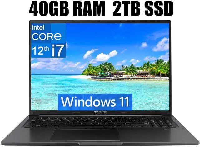 Main image of ASUS Vivobook 16 Laptop, 16" WUXGA (1920 X 1200) Display, Intel Core i7-1255U 10 Cores Processor, Intel Iris Xe Graphics, Webcam, HDMI, Wi-Fi, 40GB DDR4  2TB PCIe SSD, Windows 11