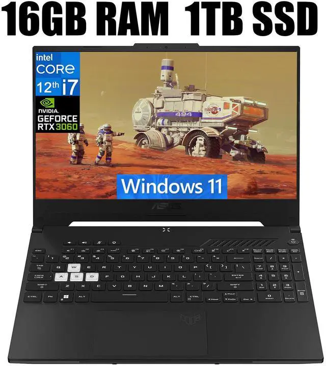 Main image of ASUS TUF Dash 15 Gaming Laptop, 15.6" 144Hz FHD Display, Intel Core i7-12650H 10 cores Processor, NVIDIA GeForce RTX 3060 6GB GDDR6, Thunderbolt 4, 16GB DDR5  1TB PCIe SSD, Windows 11