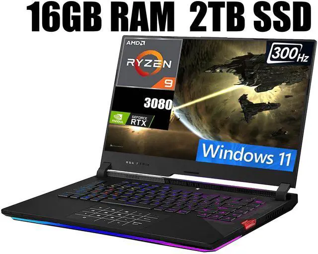 Main image of ASUS ROG Strix 15 Gaming Laptop, 15.6" 300Hz FHD Display, AMD Ryzen 9 5900HX 8 cores Processor, NVIDIA GeForce RTX 3080 8GB GDDR6, RGB Keyboard, 16GB DDR4  2TB PCIe SSD, Windows 11