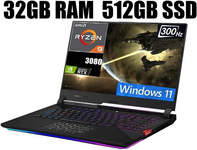 Main image of ASUS ROG Strix 15 Gaming Laptop, 15.6" 300Hz FHD Display, AMD Ryzen 9 5900HX 8 cores Processor, NVIDIA GeForce RTX 3080 8GB GDDR6, RGB Keyboard, 32GB DDR4  512GB PCIe SSD, Windows 11