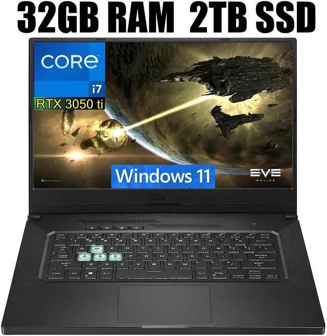 Main image of ASUS TUF Dash 15 Ultra Slim Gaming Laptop, 15.6" 144Hz FHD, Intel Core i7-11370H 4 cores, NVIDIA GeForce RTX 3050 Ti 4GB GDDR6, Wi-Fi 6, Thunderbolt 4, 32GB DDR5  2TB PCIe SSD, Windows 11