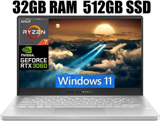 Main image of ASUS ROG Zephyrus 14 Gaming Laptop, 14" FHD 144Hz Display, AMD Ryzen 7 5800HS 8 Cores Processor, NVIDIA GeForce RTX 3060 6GB GDDR6, Backlit Keyboard, 32GB DDR5  512GB PCIe SSD, Windows 11