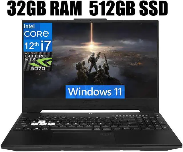 Main image of ASUS TUF Dash 15 Gaming Laptop, 15.6" 144Hz Full HD Display, Intel Core i7-12650H 10 Cores Processor, NVIDIA GeForce RTX 3070 8GB GDDR6, Backlit KB, Wi-Fi 6, 32GB DDR5  512GB PCIe SSD, Windows 11