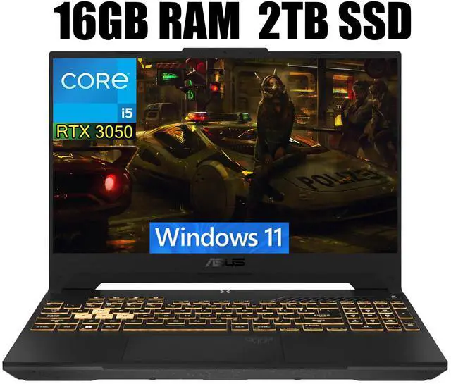 Main image of ASUS TUF Gaming F15 Gaming Laptop, 15.6" FHD 144Hz Display, Intel Core i5-12500H 12-Core processor, GeForce RTX 3050 6 GB GDDR6, Backlit Keyboard, Wi-Fi 6, 16GB DDR4  2TB PCIe SSD, Windows 11