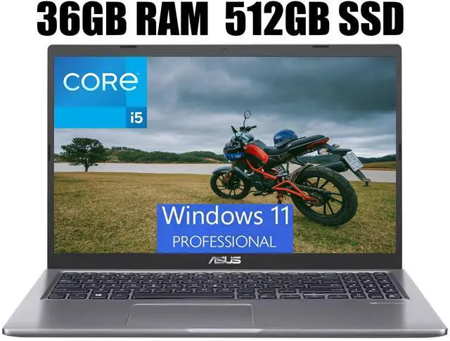 Main image of ASUS VivoBook 15 Thin and Light Laptop, 15.6" FHD (1920 x 1080) Display, Intel Core i5-1135G7 4 cores Processor, Intel Iris Xe Graphics, Fingerprint, 36GB DDR4  512GB PCIe SSD, Windows 11 Pro