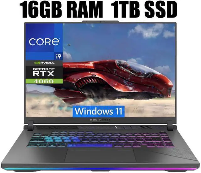 Main image of ASUS ROG Strix G16 Gaming Laptop, 16.0" QXGA (2560x1600) 240Hz Display, Intel Core i9-14900HX 24-Cores Processor, GeForce RTX 4060 8GB GDDR6, Wi-Fi 6E, 16GB DDR5  1TB PCIe SSD, Windows 11