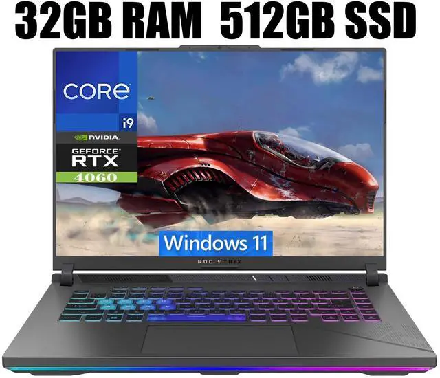 Main image of ASUS ROG Strix G16 Gaming Laptop, 16.0" QXGA (2560x1600) 240Hz Display, Intel Core i9-14900HX 24-Cores Processor, GeForce RTX 4060 8GB GDDR6, Wi-Fi 6E, 32GB DDR5  512GB PCIe SSD, Windows 11