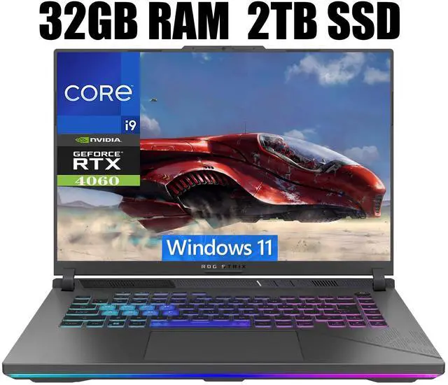 Main image of ASUS ROG Strix G16 Gaming Laptop, 16.0" QXGA (2560x1600) 240Hz Display, Intel Core i9-14900HX 24-Cores Processor, GeForce RTX 4060 8GB GDDR6, Wi-Fi 6E, 32GB DDR5  2TB PCIe SSD, Windows 11