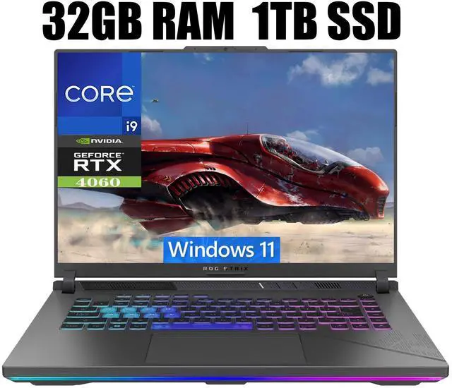 Main image of ASUS ROG Strix G16 Gaming Laptop, 16.0" QXGA (2560x1600) 240Hz Display, Intel Core i9-14900HX 24-Cores Processor, GeForce RTX 4060 8GB GDDR6, Wi-Fi 6E, 32GB DDR5  1TB PCIe SSD, Windows 11