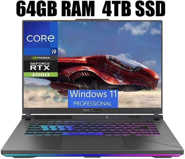Main image of ASUS ROG Strix G16 Gaming Laptop, 16.0" QXGA (2560x1600) 240Hz Display, Intel Core i9-14900HX 24-Cores Processor, GeForce RTX 4060 8GB GDDR6, Wi-Fi 6E, 64GB DDR5  4TB PCIe SSD, Windows 11 Pro