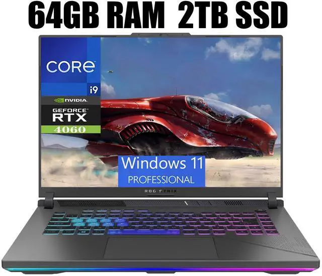 Main image of ASUS ROG Strix G16 Gaming Laptop, 16.0" QXGA (2560x1600) 240Hz Display, Intel Core i9-14900HX 24-Cores Processor, GeForce RTX 4060 8GB GDDR6, Wi-Fi 6E, 64GB DDR5  2TB PCIe SSD, Windows 11 Pro