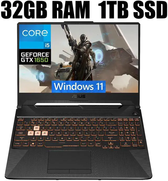Main image of ASUS TUF F15 Gaming Laptop, 15.6" FHD 144Hz Display, Intel Core i5-10300H 4 cores Processor, NVIDIA GeForce GTX 1650 4GB, Wi-Fi 6, 32GB DDR4  1TB PCIe SSD, Windows 11