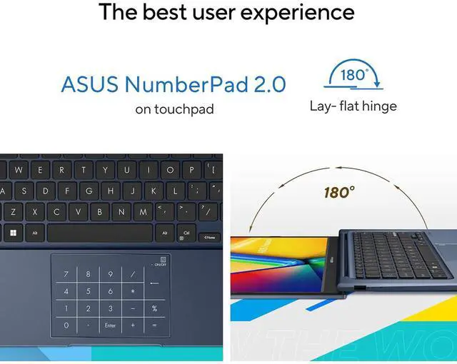 Alt view image 5 of 6 - ASUS Vivobook 14 Laptop, 14" FHD (1920 x 1080) Display, Intel Core i5-1235U 6 Cores Processor, Intel Iris Xe Graphics, Numeric Keypad, Webcam, 32GB DDR4  2TB PCIe SSD, Windows 11 Pro
