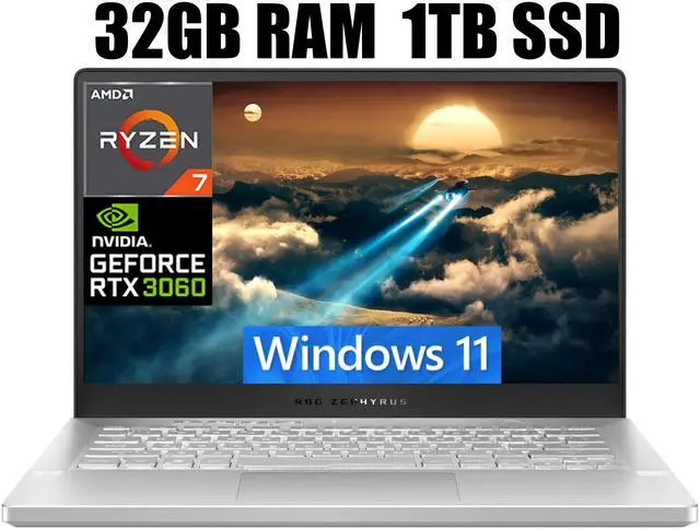 Main image of ASUS ROG Zephyrus 14 Gaming Laptop, 14" FHD 144Hz Display, AMD Ryzen 7 5800HS 8 Cores Processor, NVIDIA GeForce RTX 3060 6GB GDDR6, Backlit Keyboard, 32GB DDR5  1TB PCIe SSD, Windows 11
